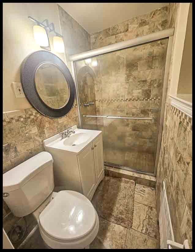 Updated bathroom with tile shower
