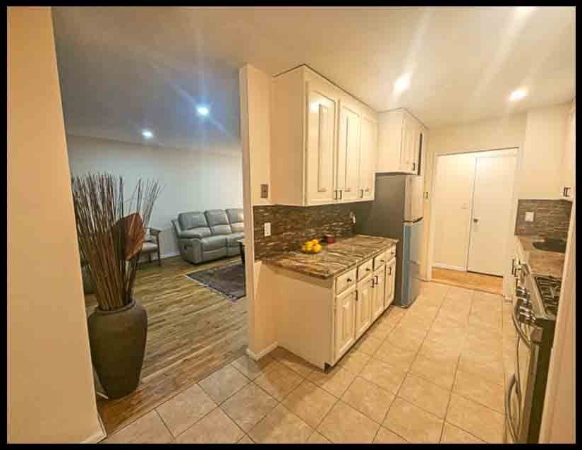 Kitchen open to living room